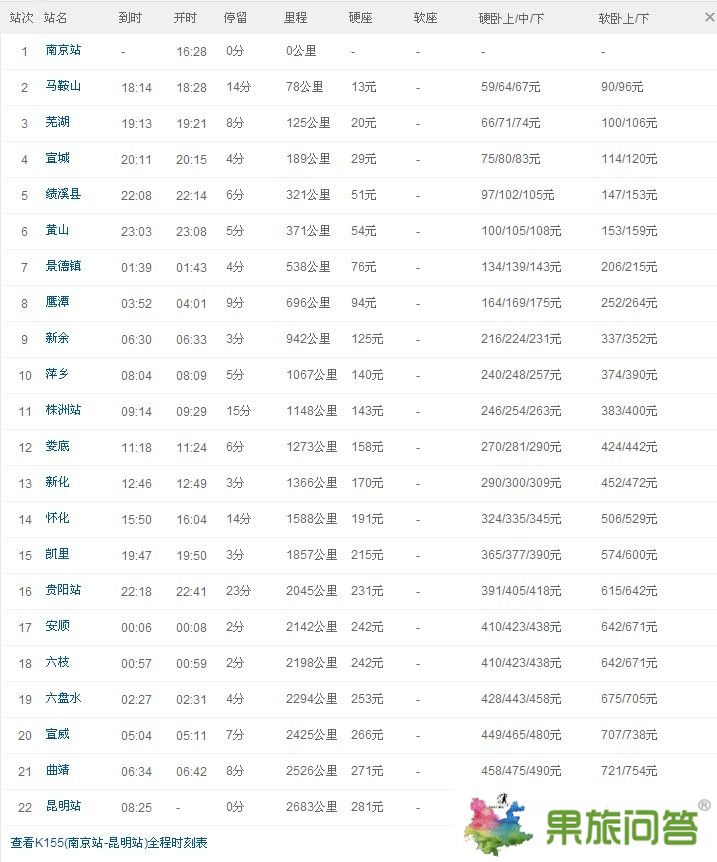 暑假南京到昆明火車(chē)票_南京到昆明的列車(chē)時(shí)刻表